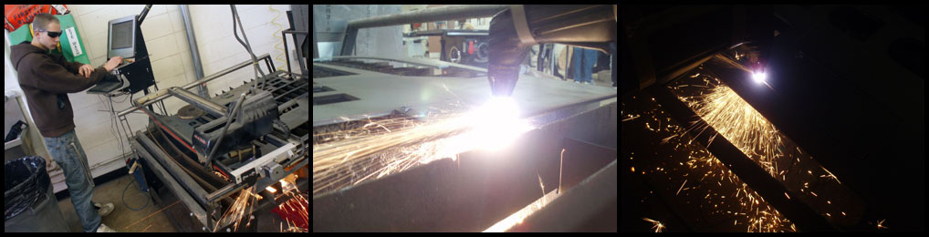Student using Plasma Cutter